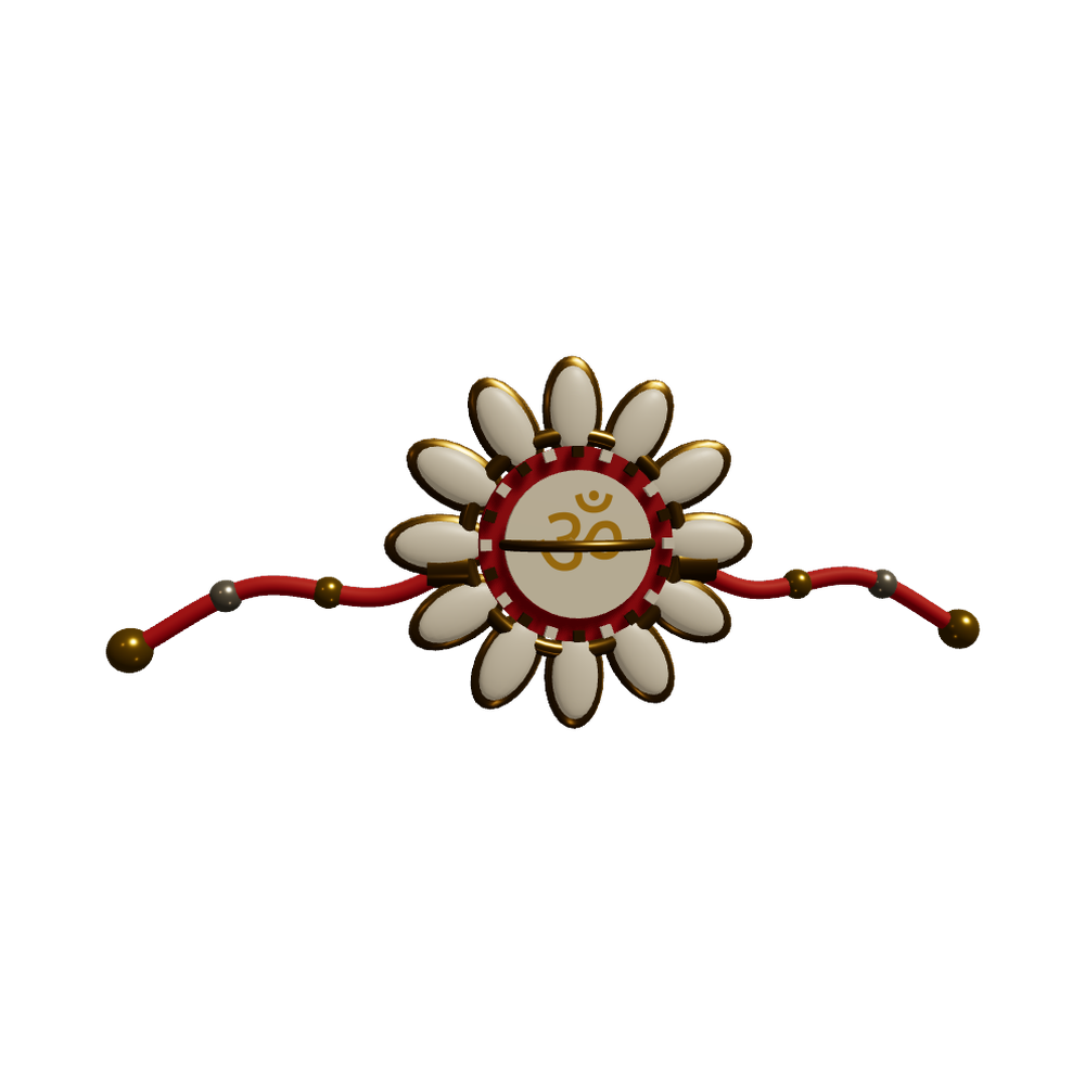 Premium Gold rakhi — Metallic shine accent, rendered in 3D