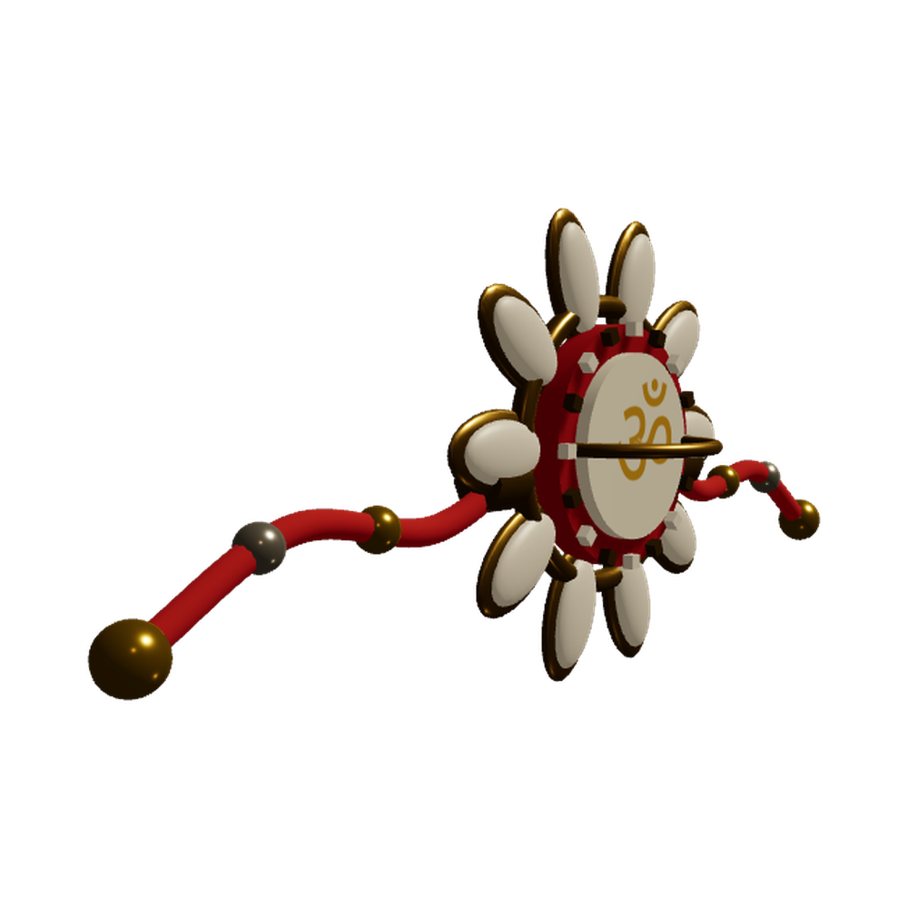 Traditional Thread rakhi — Kundan flower, red enamel, rendered in 3D